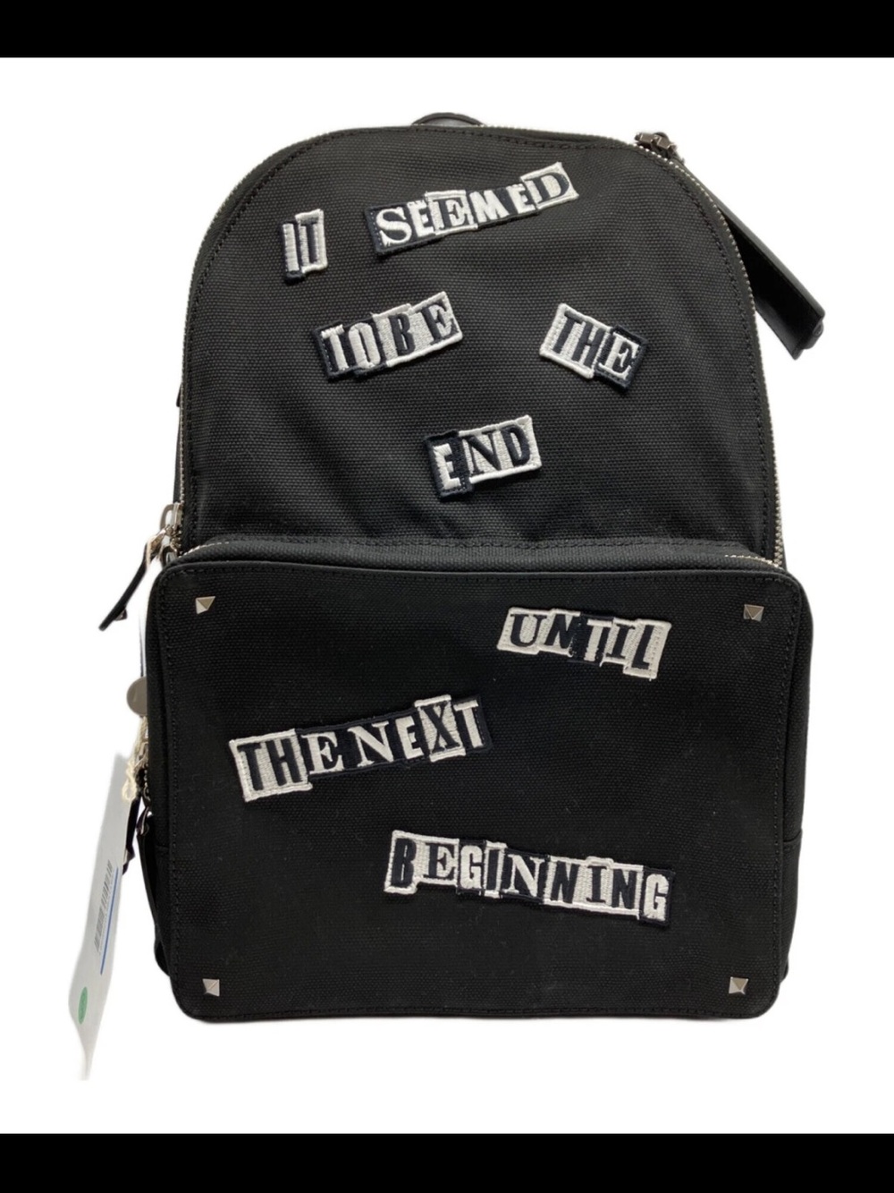 Valentino Garavani Black Canvas Patch-Accent Backpack